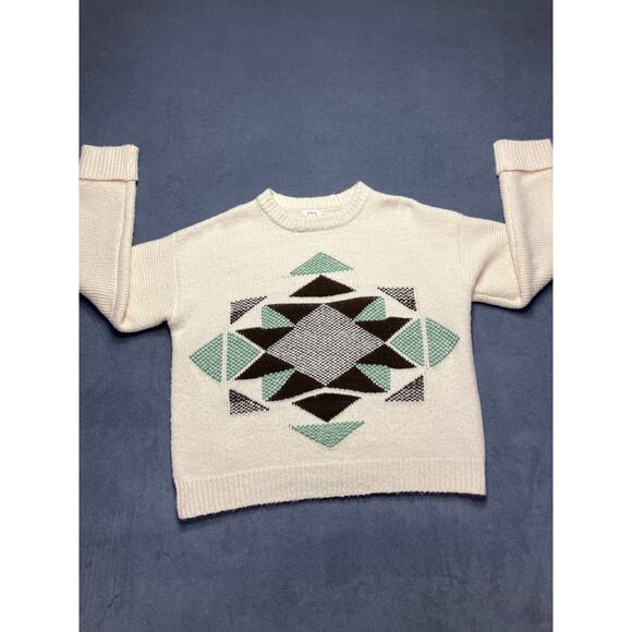 a.n.a Sweaters - A.N.A. (A New Approach) Women’s Size Medium White Patterned Cuff Sleeve Sweater